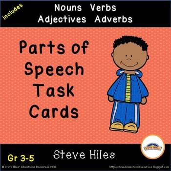 Parts of Speech Task Cards: Grades: 3-5